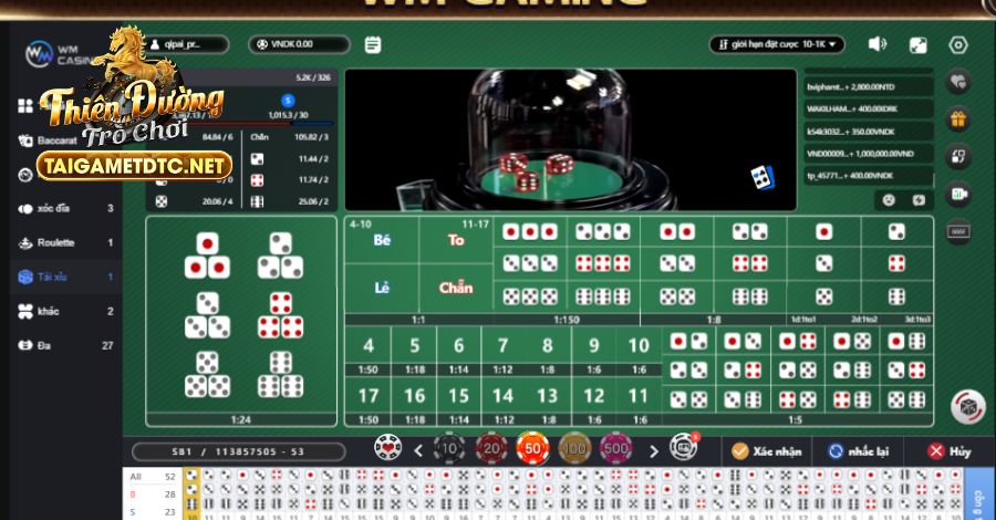 Người chơi có thể chọn đa dạng cửa cược khi chơi Tài Xỉu live casino